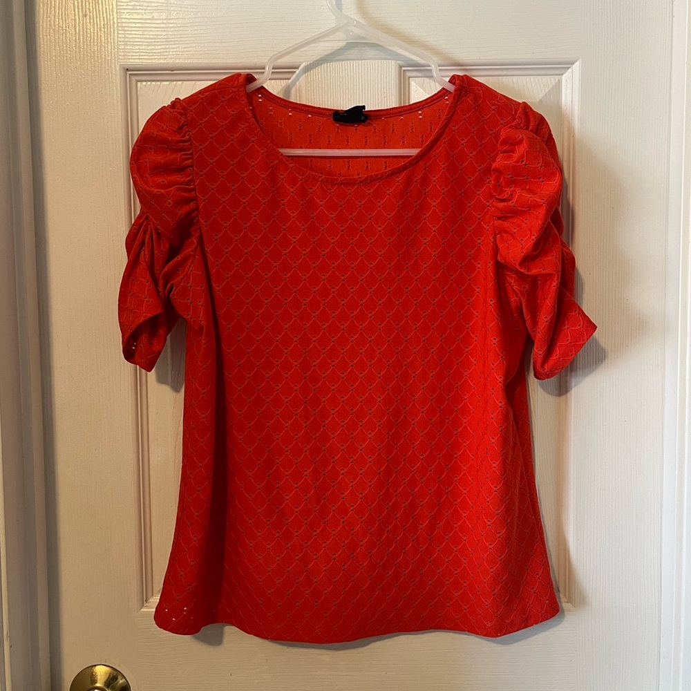 Elegant Red Puff Sleeve Top